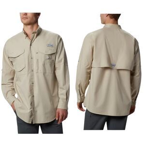 Columbia Men’s Size XL PFG Bonehead™ Long Sleeve Shirt Color Fossil Vents